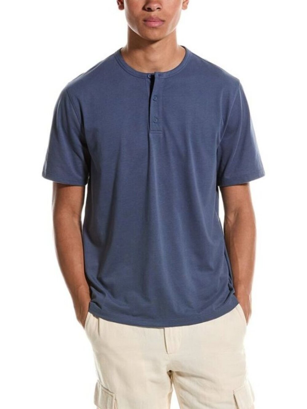 NWT Mens Vince Slate Blue-Gray (Item-54) Pure Cotton Henley T-Shirt S